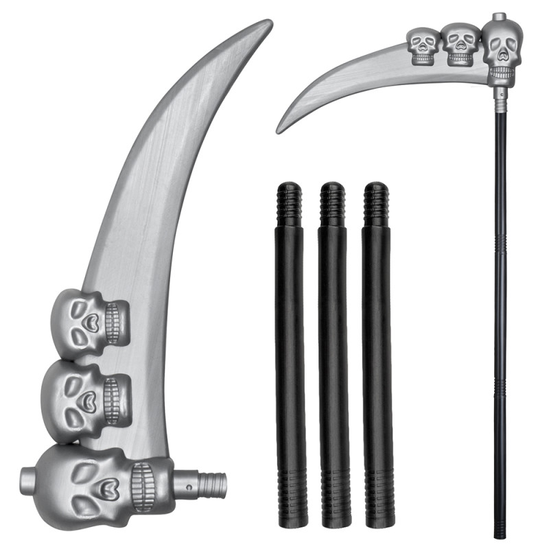 Kosa pro smrtku s lebkami 103cm